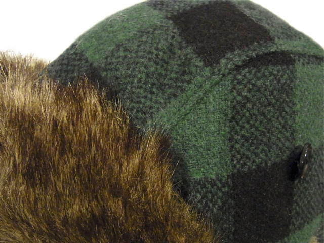 【国内仕入れ】　Kids Wool Check Flying cap　カラー：グリーン